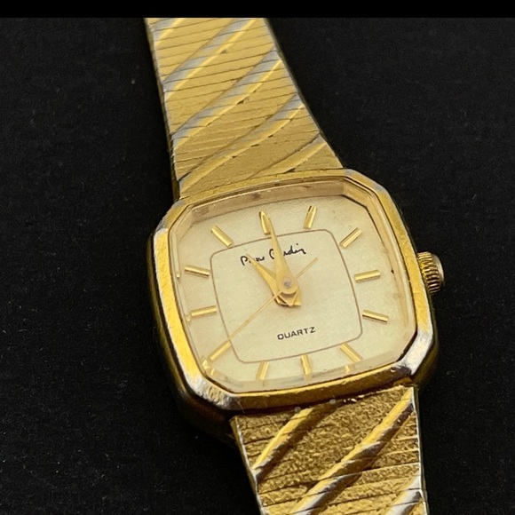 Vintage Wrist Watch Pierre Cardin Women's Quartz Gold tone small Square Bezel - Picture 4 of 13